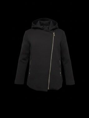 Source Unknown Black Hooded Asymmetrical Zip Shirt Jacket